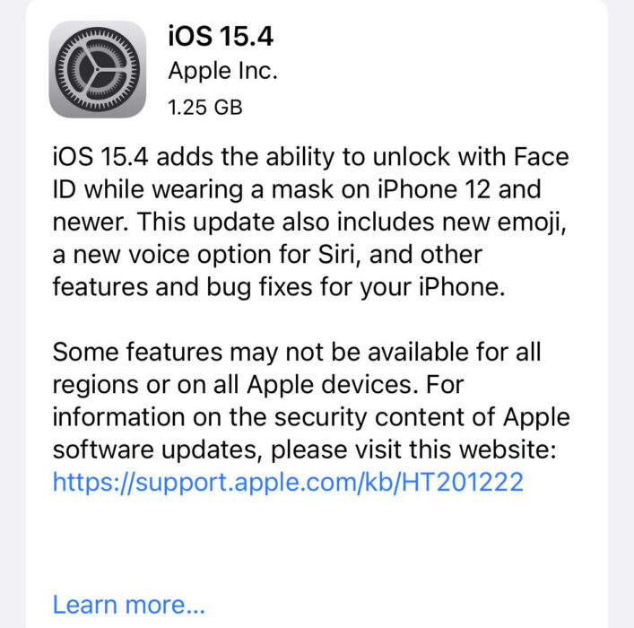Install iOS 15.4 for better security