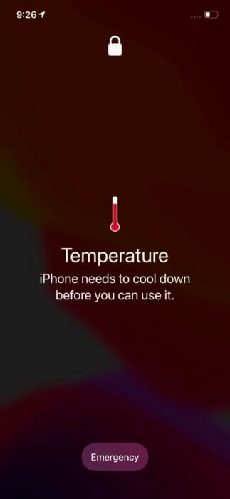 iPhone screenshot temperature iphone cool down