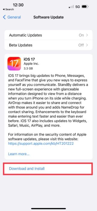 Download and Install iOS 17
