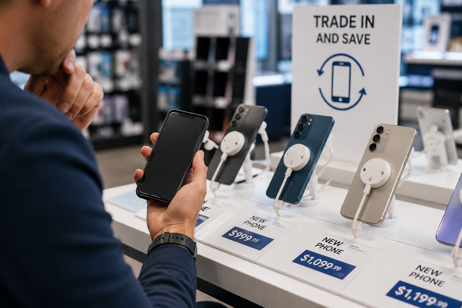 Shopper Browsing Smartphones