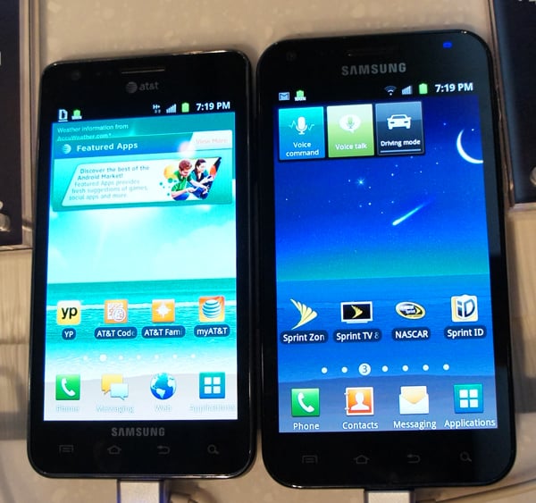 AT&T and Sprint versions side by side Samsung Galaxy S II
