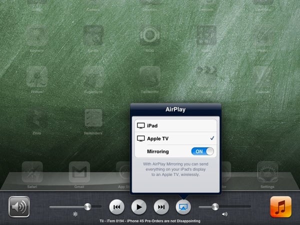 AirPlay Settings is hidden in the task manager