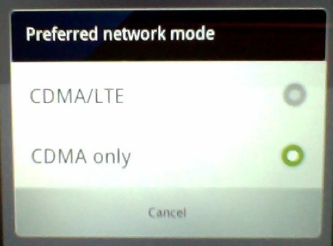 CDMA LTE Toggle