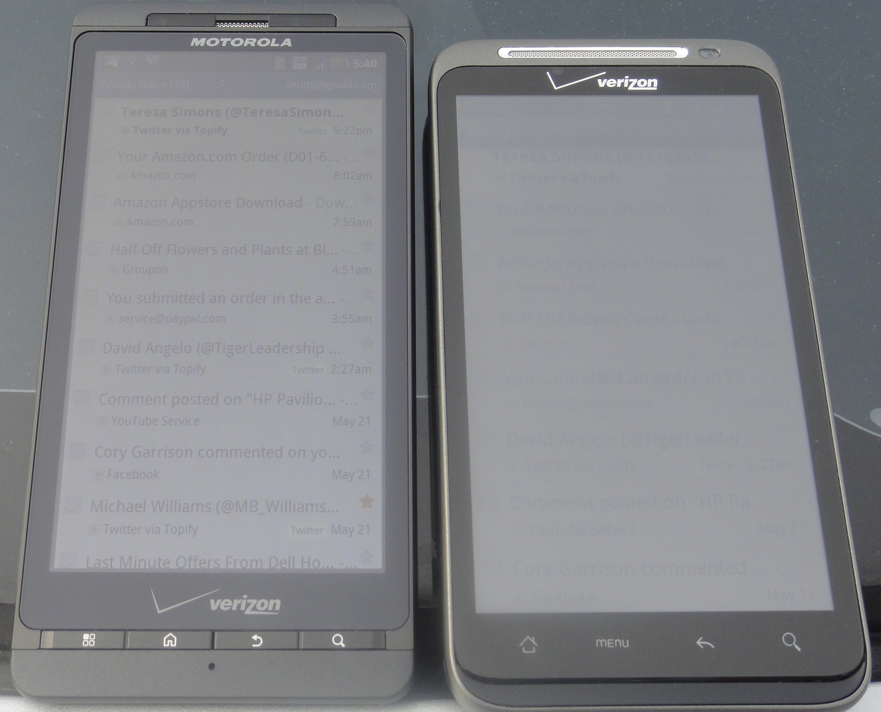 Droid X2 screen outdoors