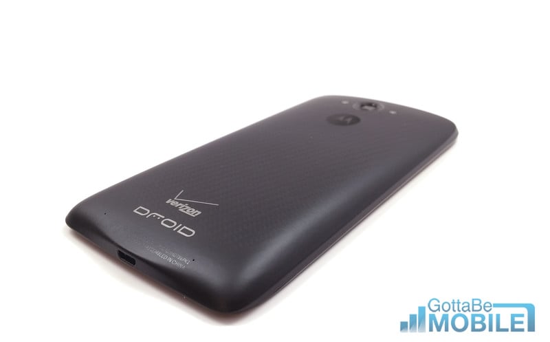 The Droid Turbo is a hefty phone, but easy to hold thanks to a curved soft touch back.