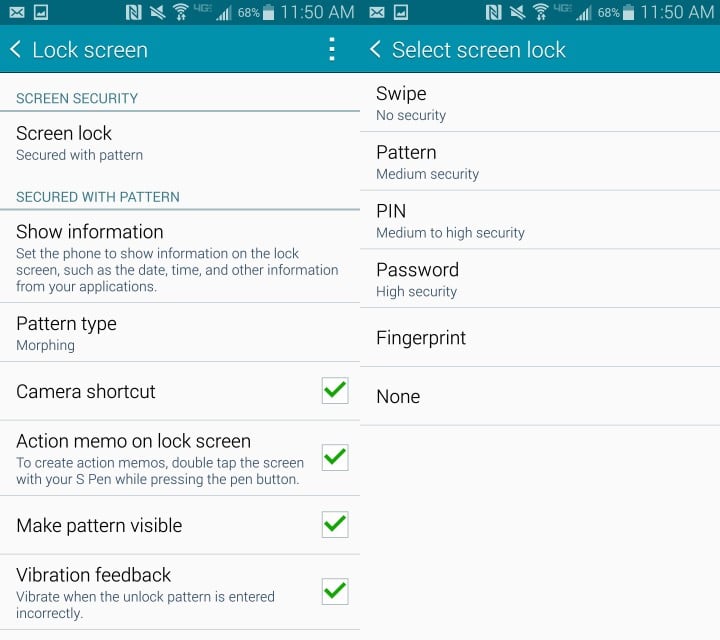 Secure the Note 4 with a lock screen pattern or pass code.