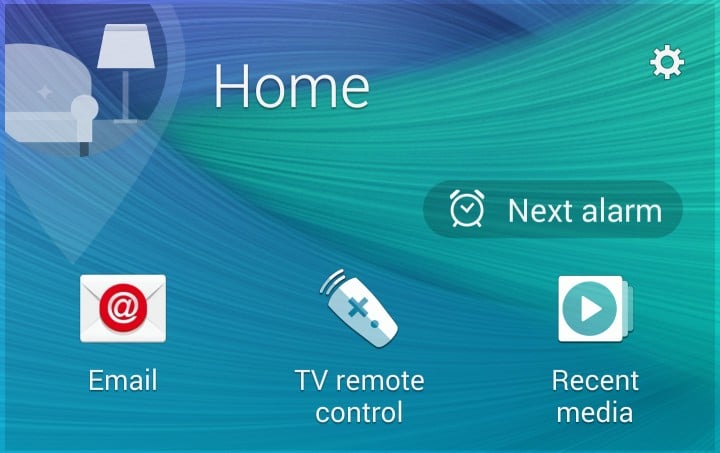 The Note 4 My Places widget shows you shortcuts that matter for where you are. 