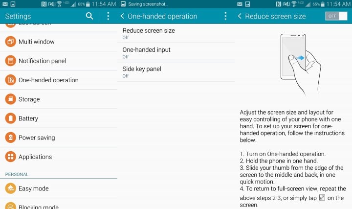 Set up the Galaxy Note 4 One handed mode.