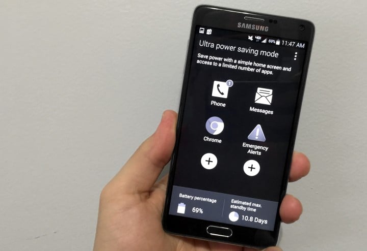 The Galaxy Note 4 Ultra Power saving mode dramatically boosts battery life.