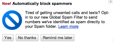 Google Voice Spam Filter