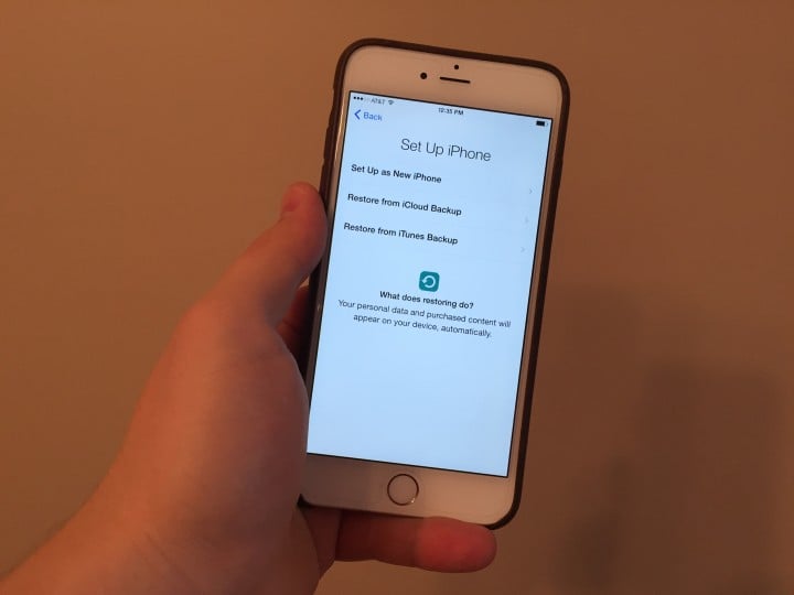 When prompted choose Restore from iCloud backup.