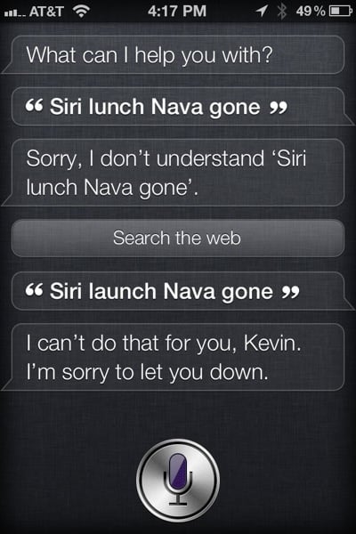 Siri can't launch apps yet