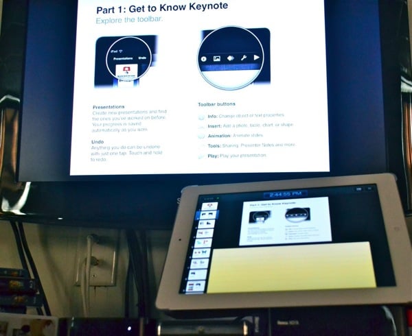 Keynote running through AirPlay on the Apple TV