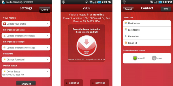 Nuvel vSOS Emergency App for Android