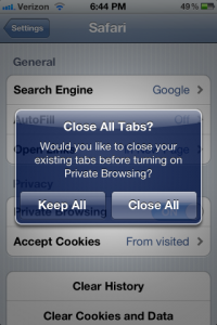 Private Browsing in iOS 5