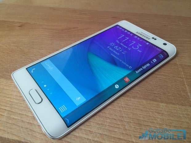 Count on a Galaxy S6 edge with a curved display lie the Note Edge shown here.