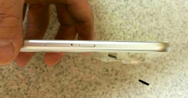 Closer look at a metal side of the Galaxy S6.