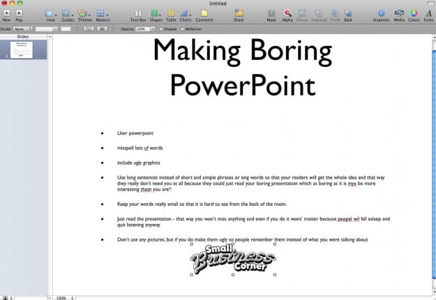 Example of a Bad Presentation Slid