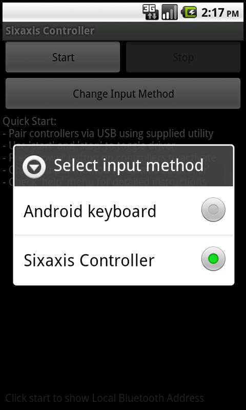 Sixaxis Controller app