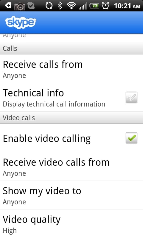 Skype Video Calls on Android ThunderBolt Charge and More