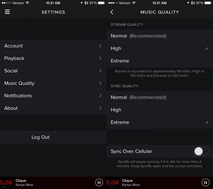 Switch to higher quality music in Spotify.