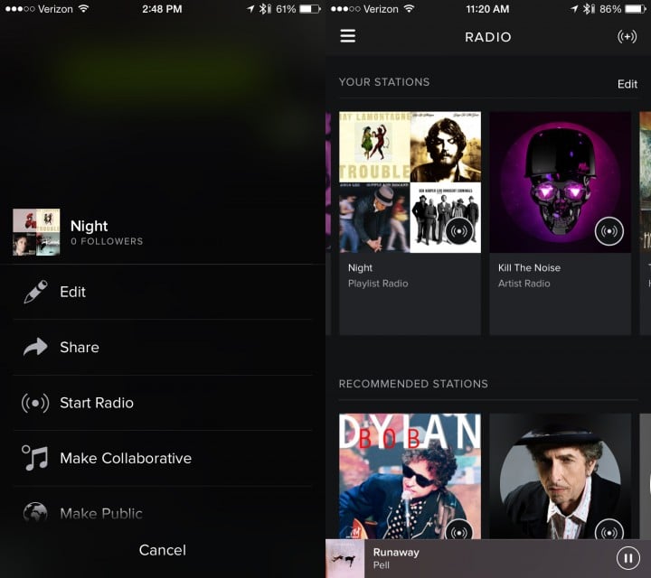 Create radio from a Spotify playlist.