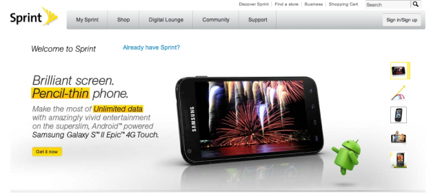 No Sprint iPhone 4S info in sight. No Sprint iPhone 4S info in sight.