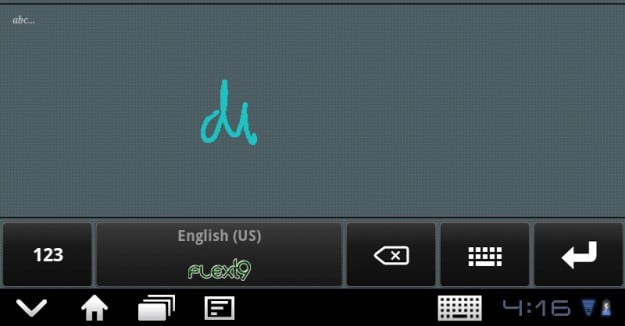 FlexT9 Handwriting Area - ThinkPad Tablet