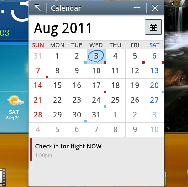 TouchWiz Mini Apps Calendar