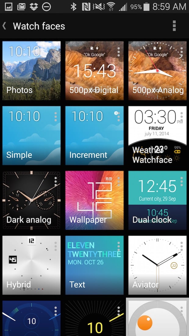 android wear watch faces selector