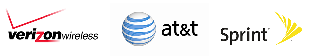 carrier logos Sprint AT&T and Verizon Logos