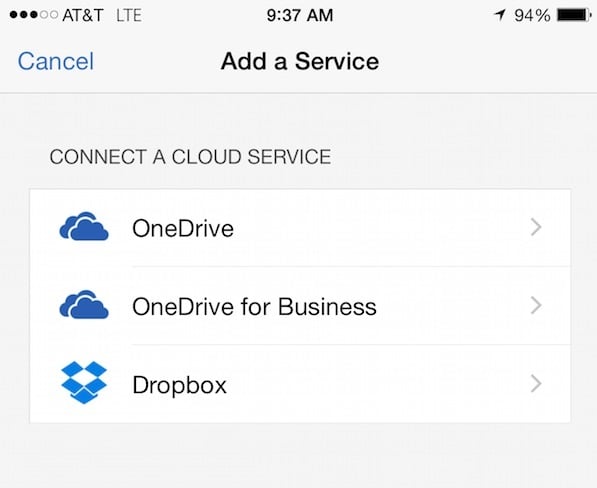 connect dropbox to office for iphone