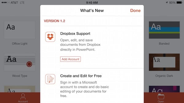 connect powerpoint to dropbox