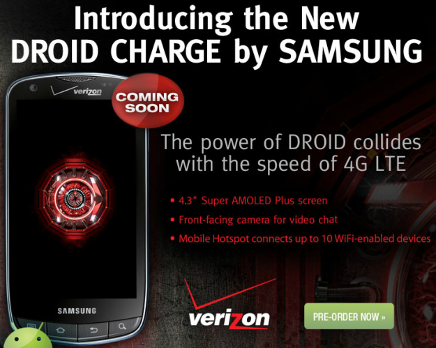 droid charge preorder