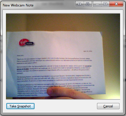 evernote webcam note capture
