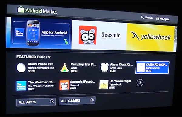 Google TV Honeycomb Beta Android Market
