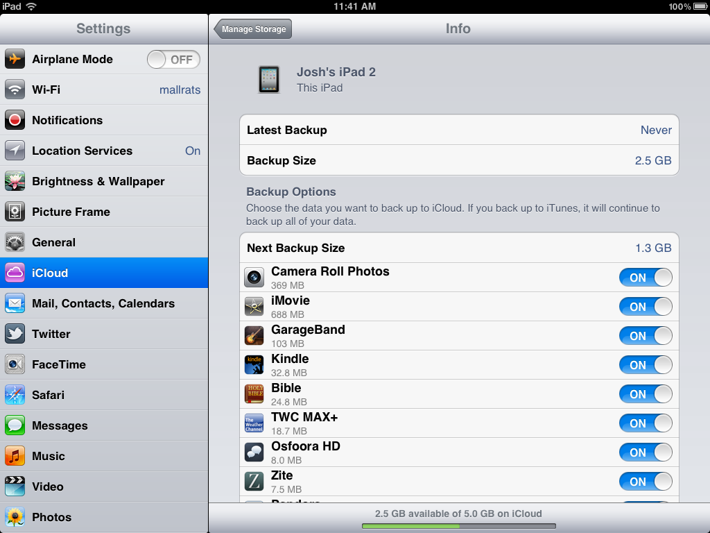 iCloud storage limit