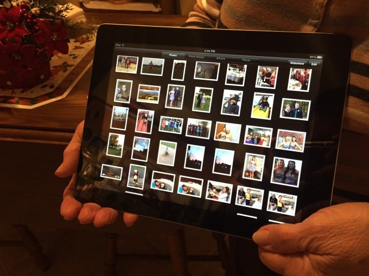 The fixed iPad 2, like new and back in Grandma's hands.