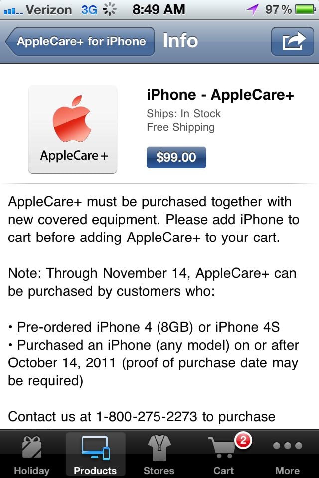 iPhone 4S AppleCare+
