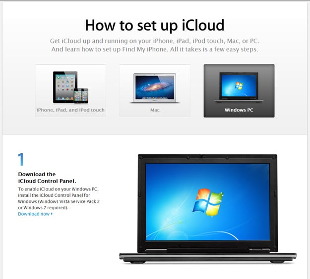iCloud Control Panel Download Page