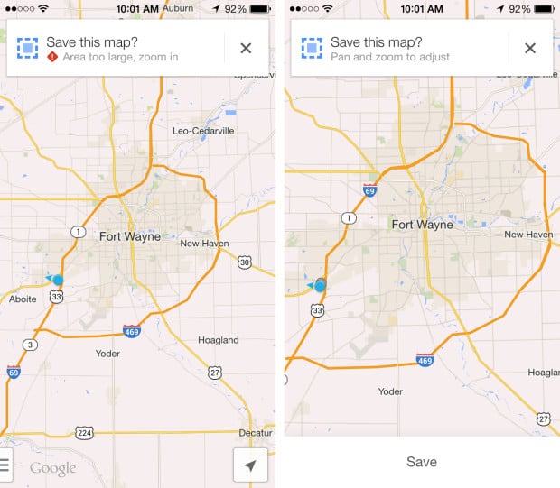 You can use Google Maps offline on the iPhone.