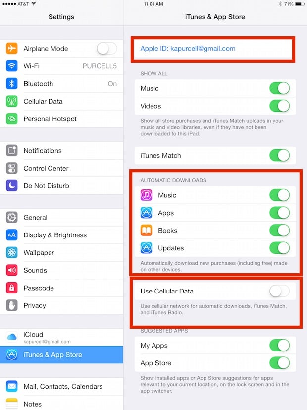 itunes and app stores settings on ios 8
