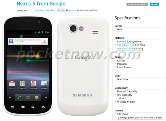 White Nexus S for AT&T