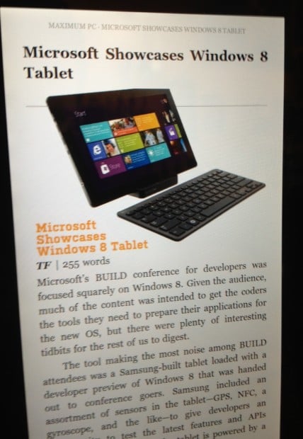 A good Kindle Fire magazine layout.