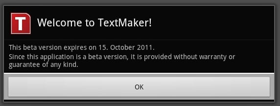 TextMaker for Android still in beta