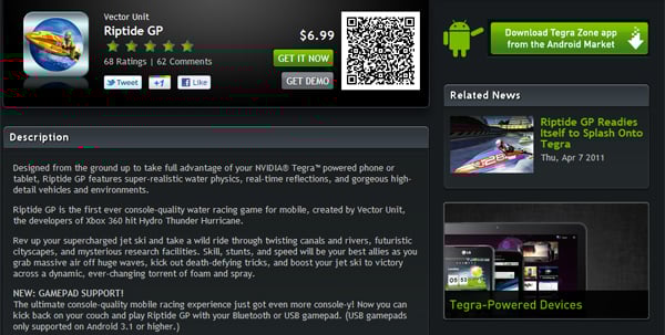 TegraZone.com Game Page