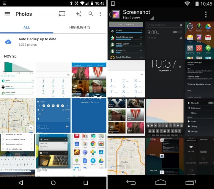 Android 5.0 vs Android 4.4 - Gallery