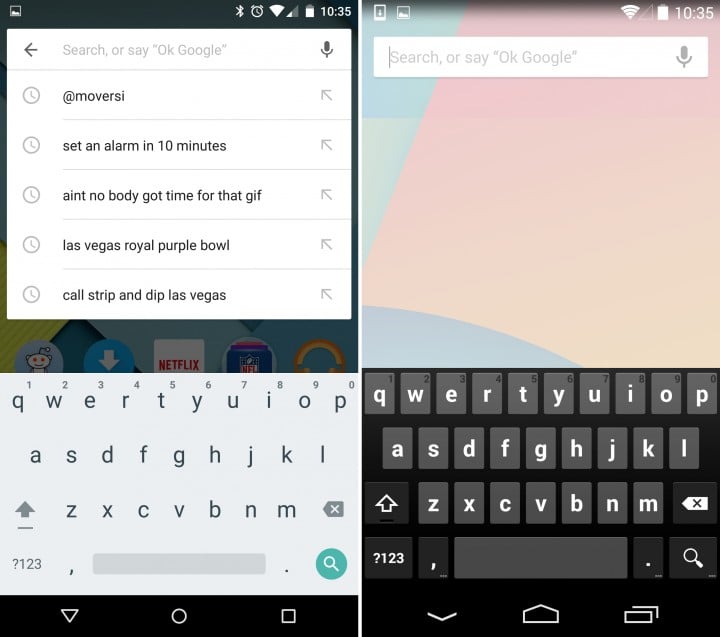 Android 5.0 vs Android 4.4 - Keyboard