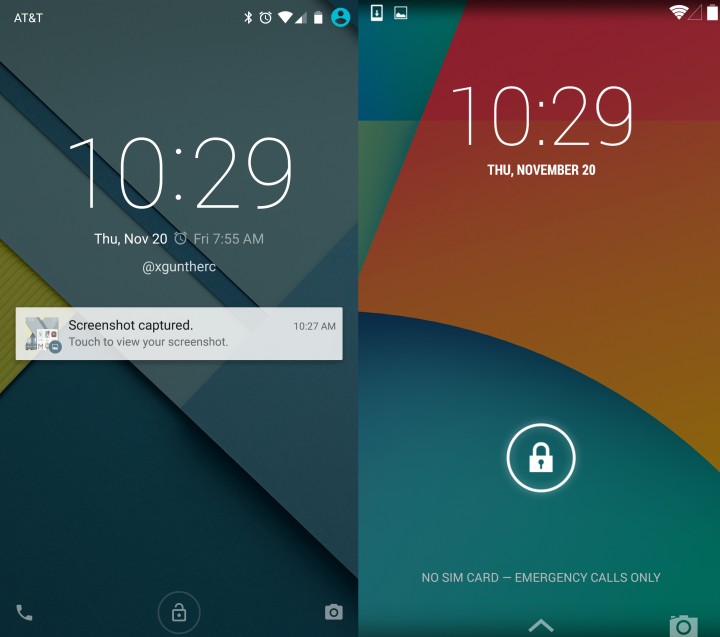 Android 5.0 vs Android 4.4 - Lockscreen 