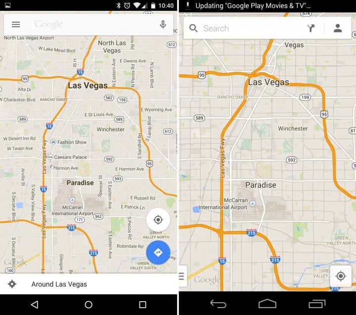 Android 5.0 vs Android 4.4 - Maps